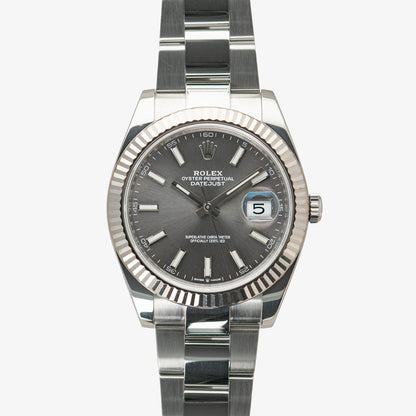 Rolex Datejust Automatic Fluted Bezel Rhodium Dial 41mm