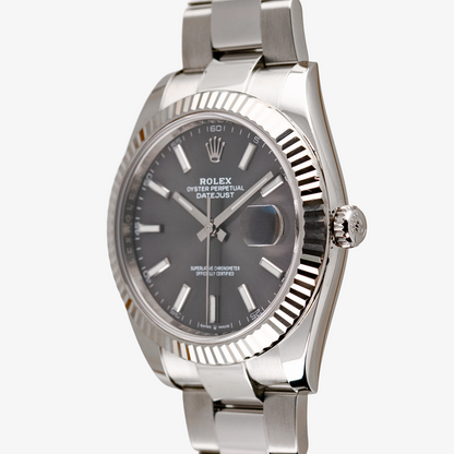 Rolex Datejust Automatic Fluted Bezel Rhodium Dial 41mm