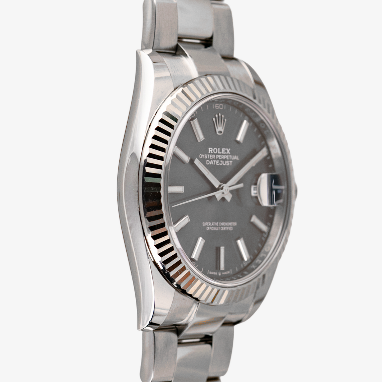 Rolex Datejust Automatic Fluted Bezel Rhodium Dial 41mm