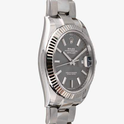 Rolex Datejust Automatic Fluted Bezel Rhodium Dial 41mm