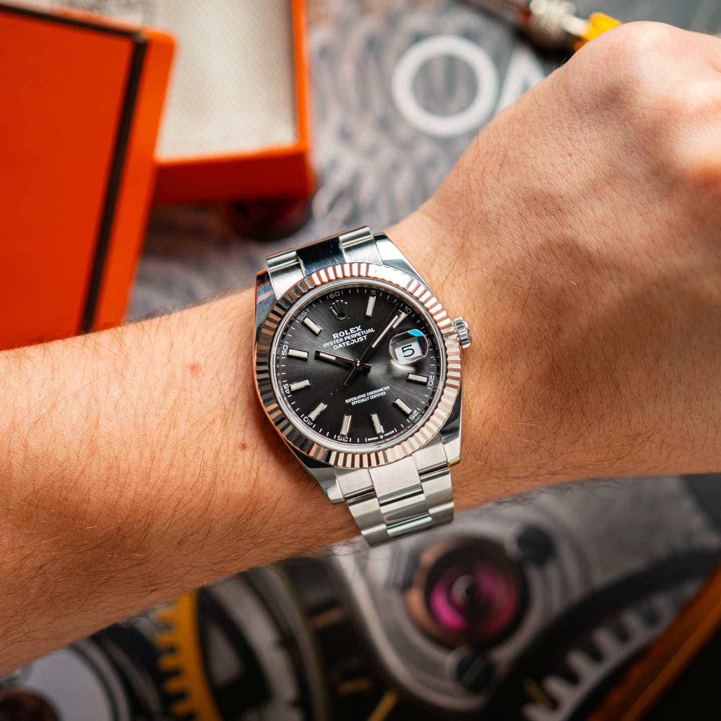 Rolex Datejust Automatic Fluted Bezel Rhodium Dial 41mm