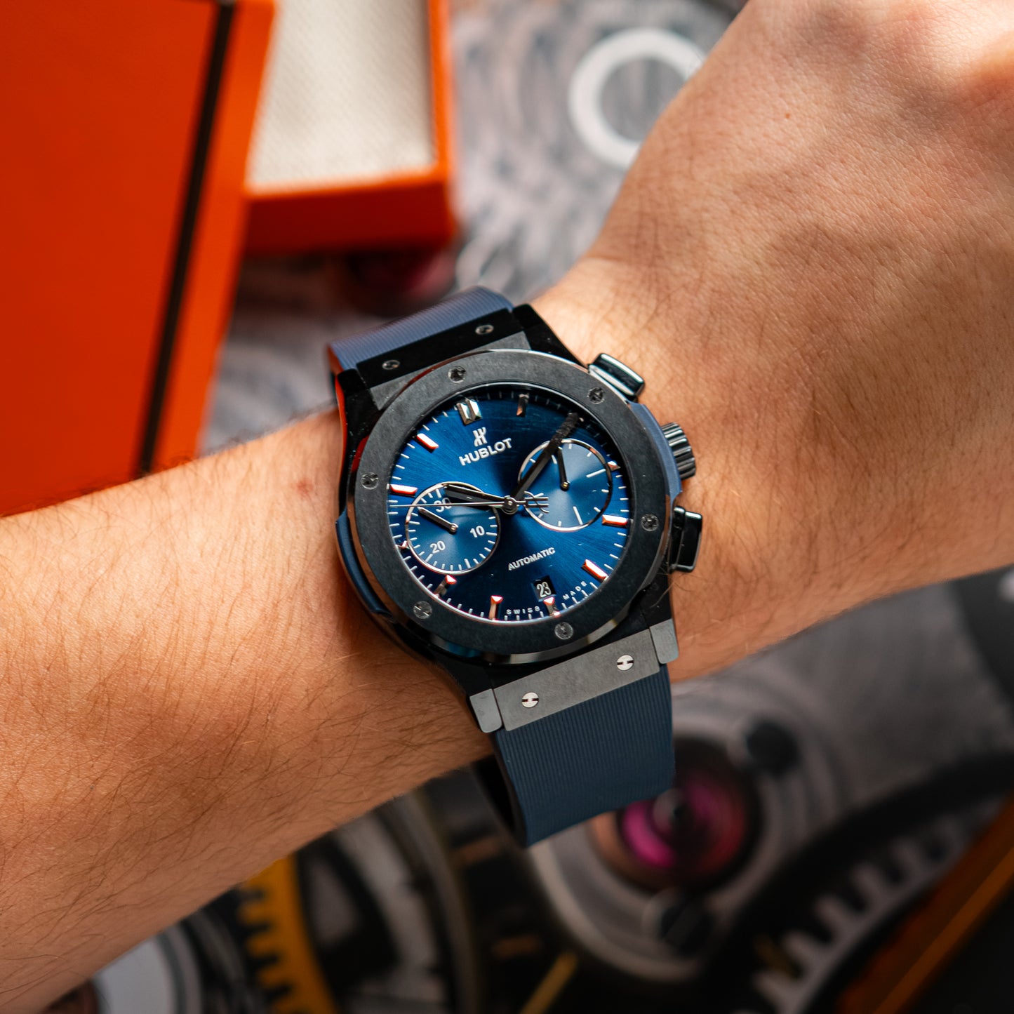 Hublot Classic Fusion Chronograph Ceramic Blue Dial 45mm