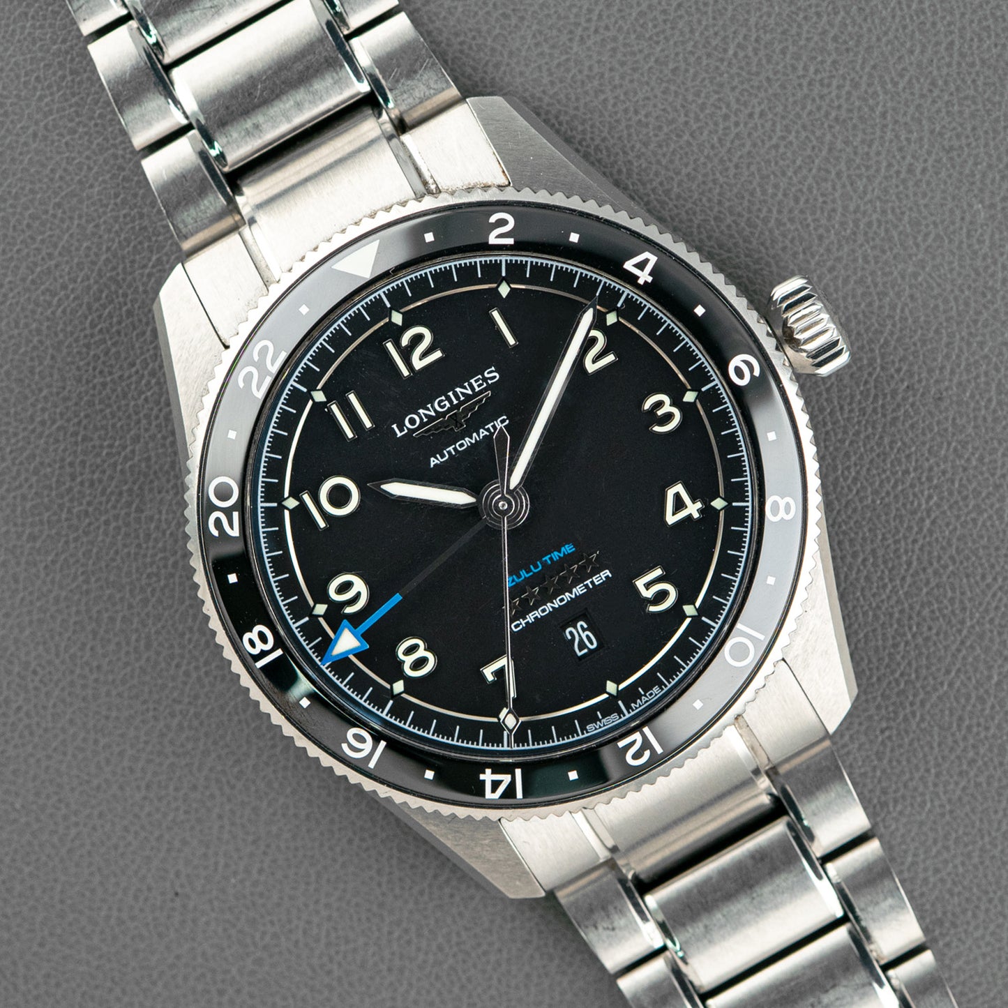 Longines Zulu Time Automatic GMT Black Dial 42mm