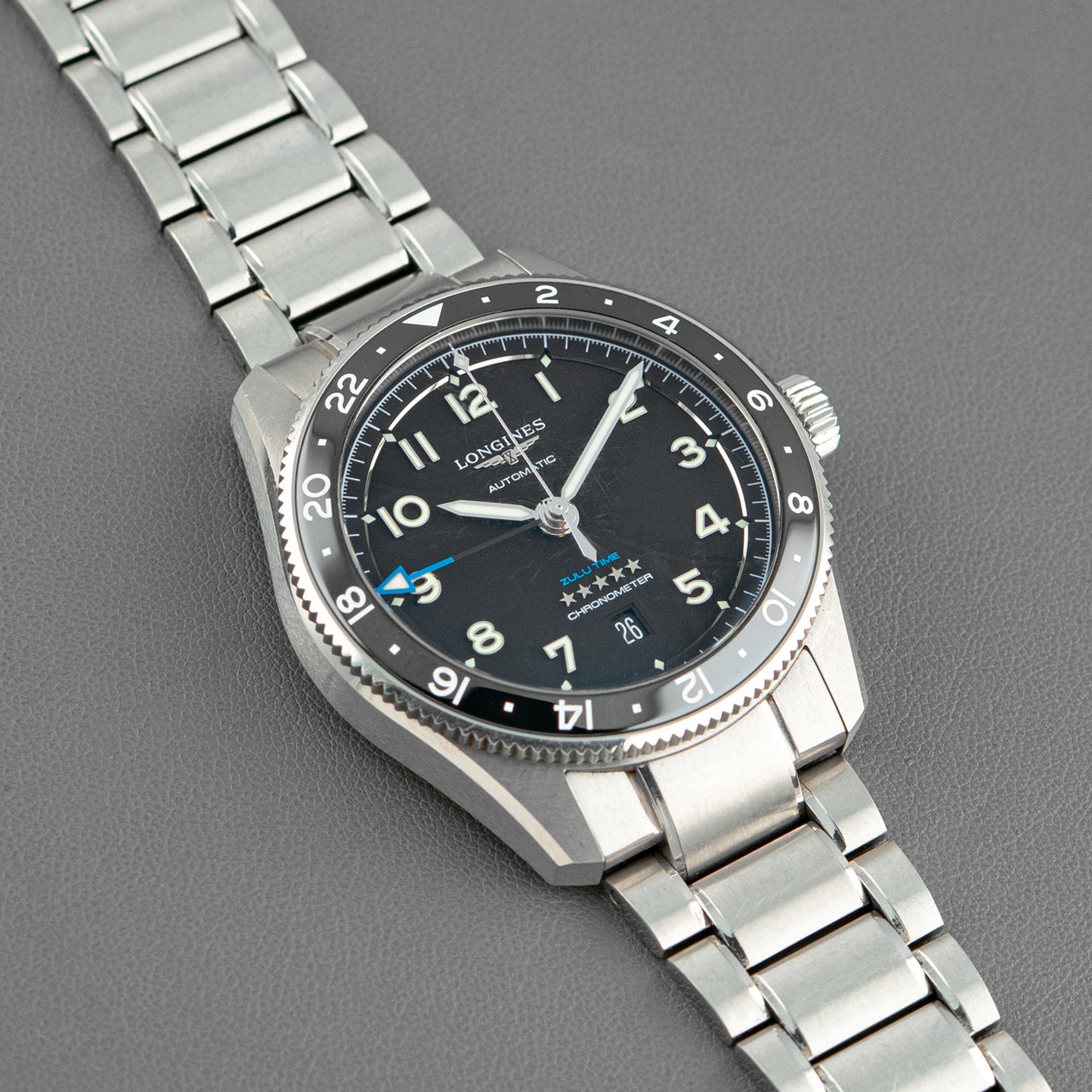 Longines Zulu Time Automatic GMT Black Dial 42mm