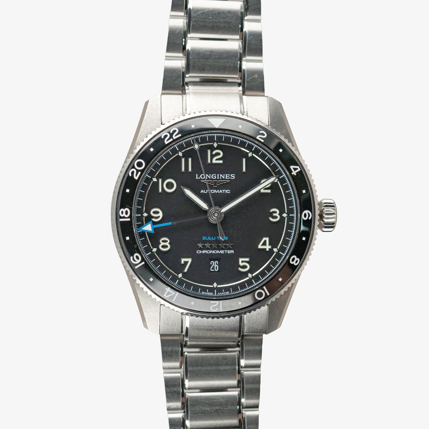 Longines Zulu Time Automatic GMT Black Dial 42mm