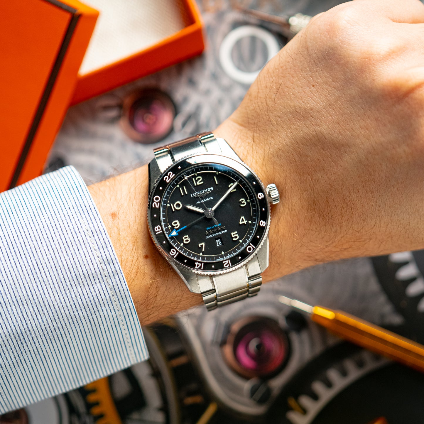 Longines Zulu Time Automatic GMT Black Dial 42mm