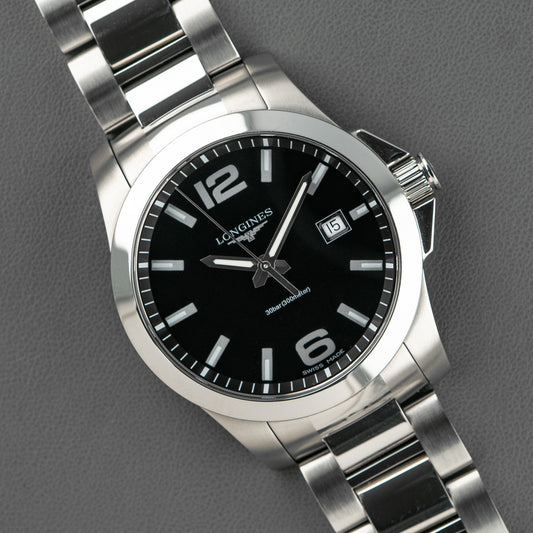 Longines Conquest Quartz Black Dial Date 41mm