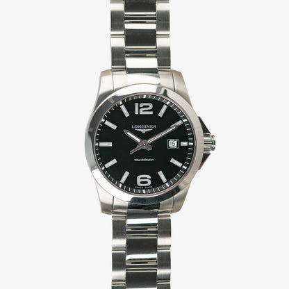 Longines Conquest Quartz Black Dial Date 41mm