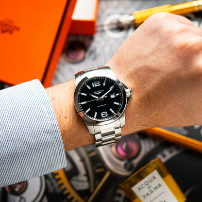 Longines Conquest Quartz Black Dial Date 41mm