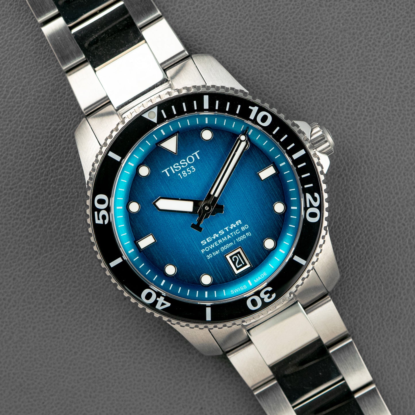 Tissot Seastar Powermatic 80 Turquoise Dial 40mm