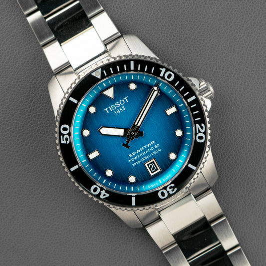 Tissot Seastar Powermatic 80 Turquoise Dial 40mm