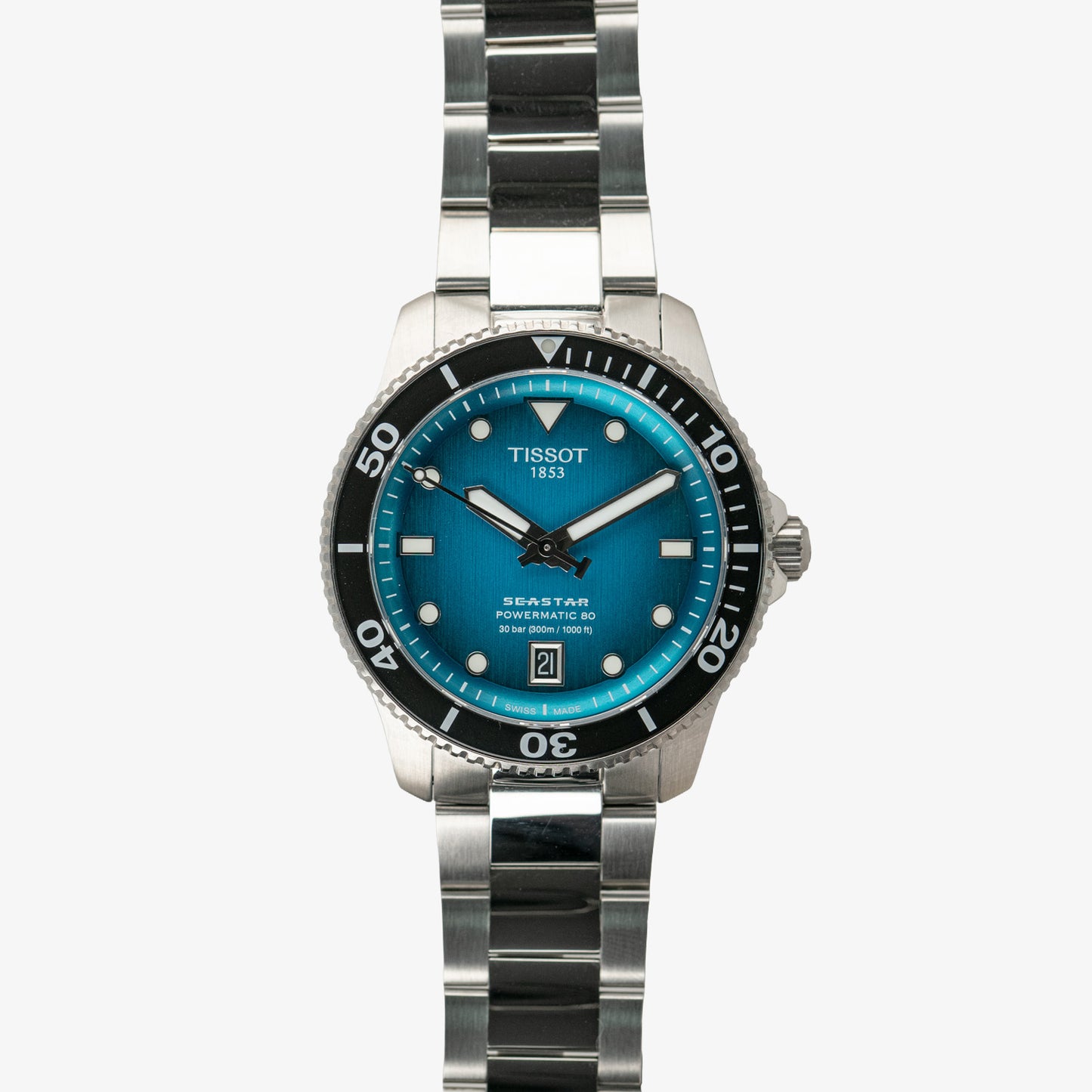 Tissot Seastar Powermatic 80 Turquoise Dial 40mm