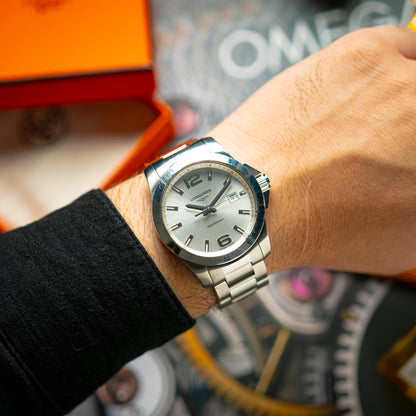 Longines Conquest Quartz Date Silver Dial 41mm
