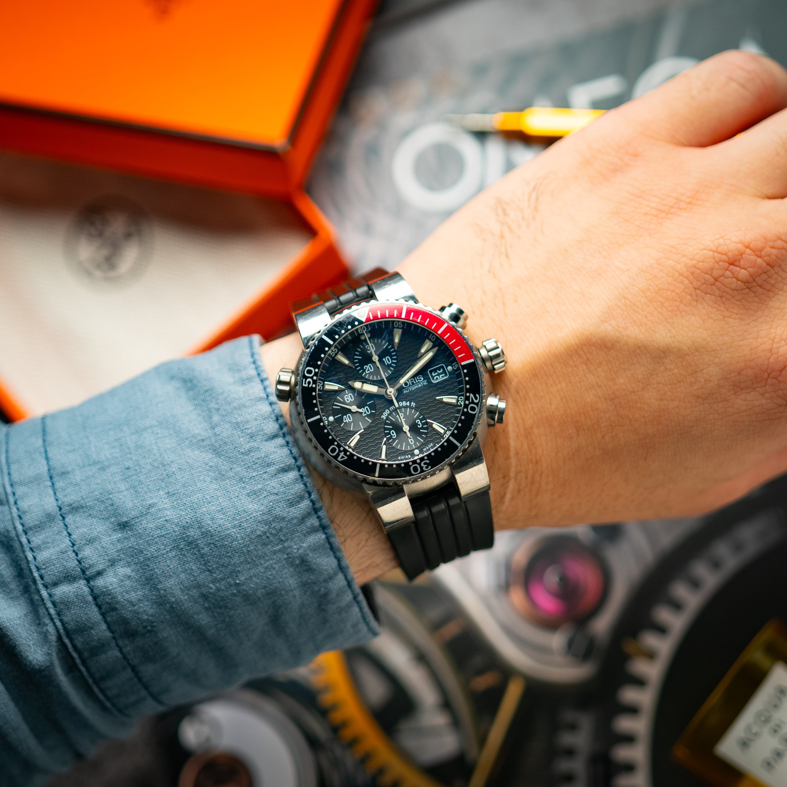 tt01 タイプD Oris Divers TT1 Titan Diver Chronograph Black Dial 44mm – LOFT