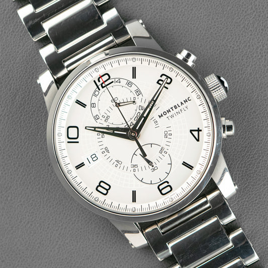 Montblanc TimeWalker Twinfly Chrono Silver Dial 43mm