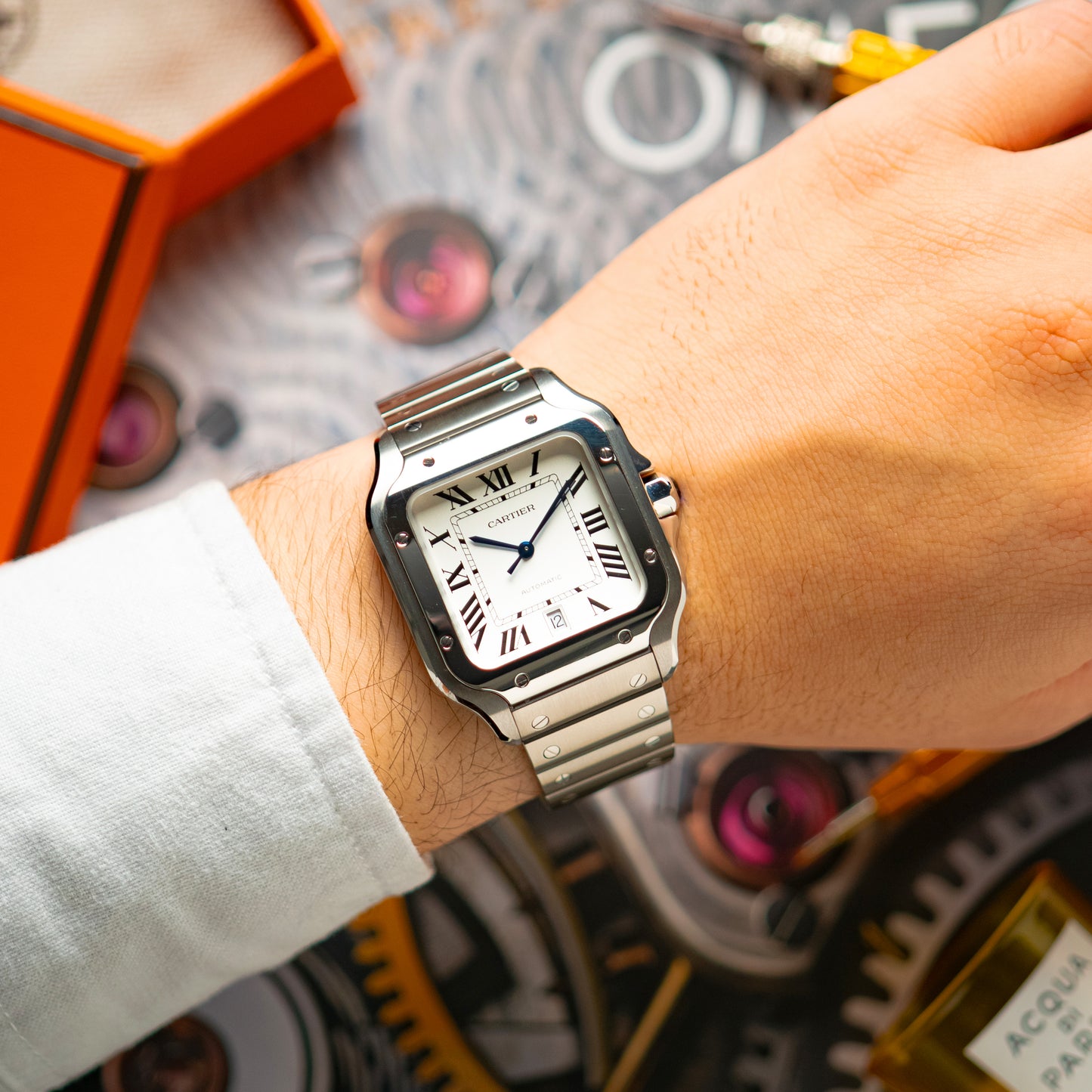 Cartier Santos Large White Dial Automatic 39.8mm