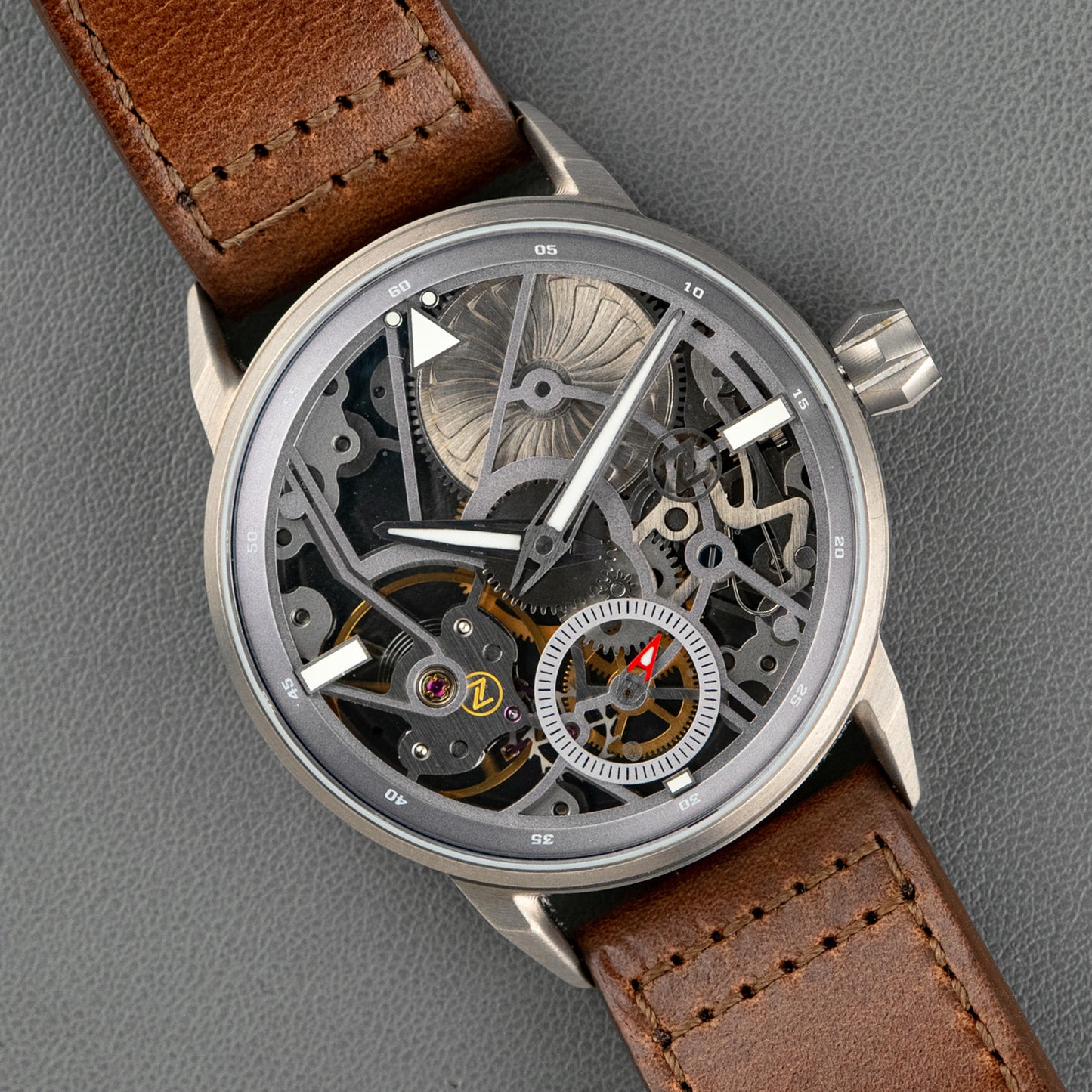 Zelos Skyraider Titanium Skeleton Dial Manual 42mm