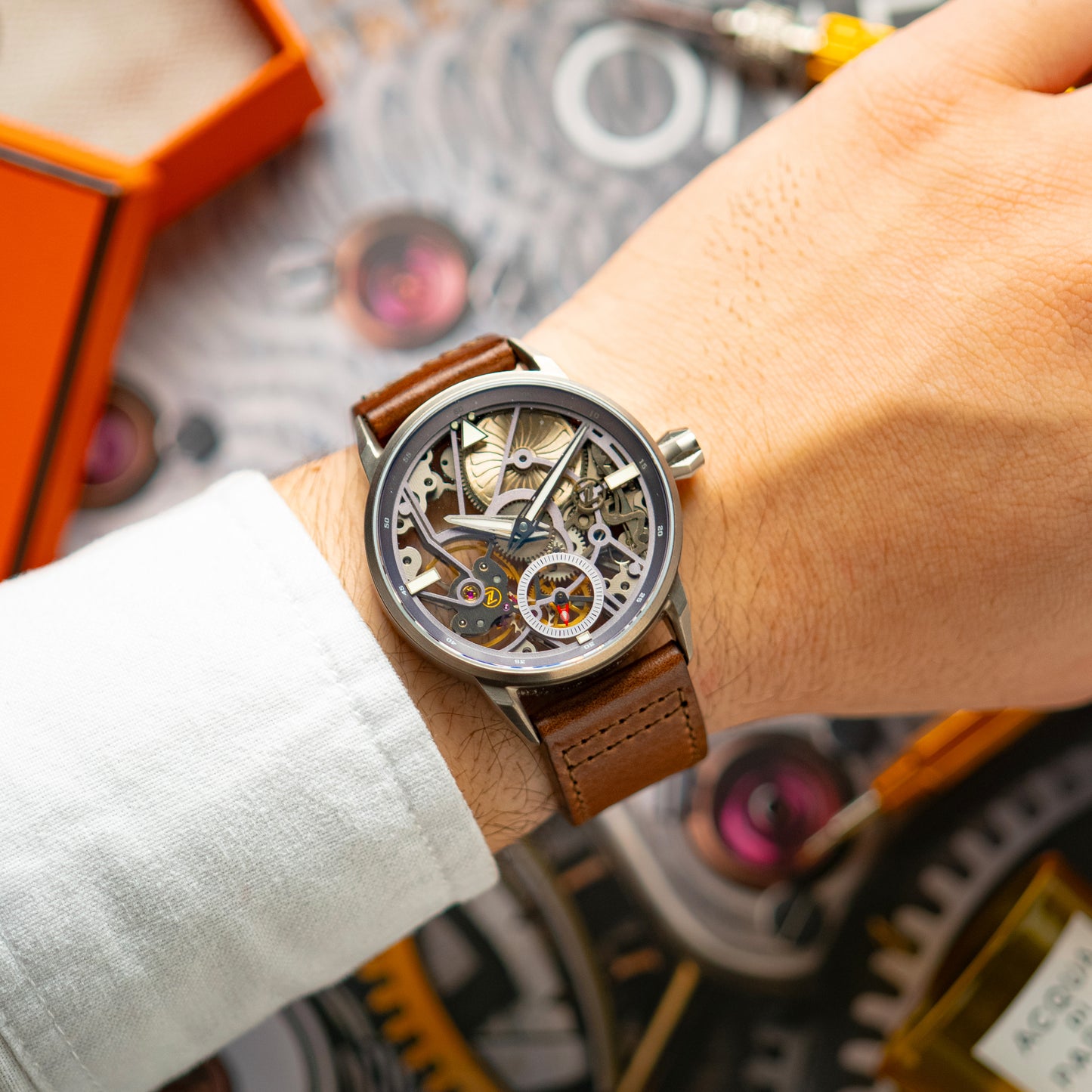 Zelos Skyraider Titanium Skeleton Dial Manual 42mm