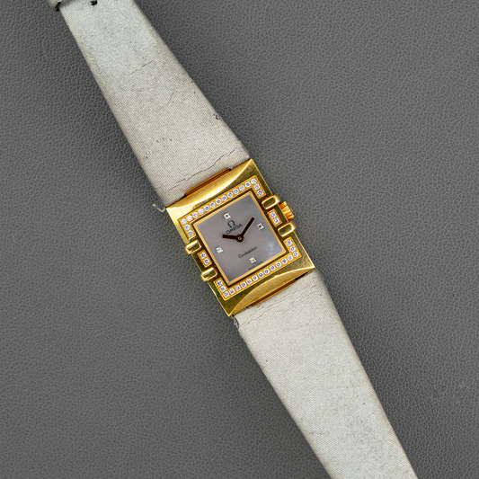 Omega Constellation Quadra Diamonds Yellow Gold Quartz 20mm