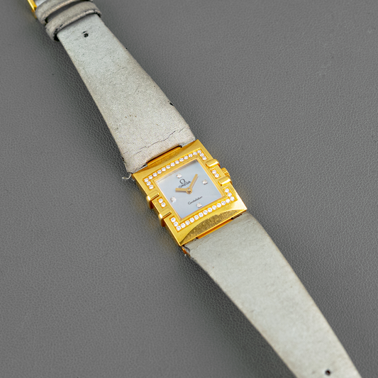 Omega Constellation Quadra Diamonds Yellow Gold Quartz 20mm