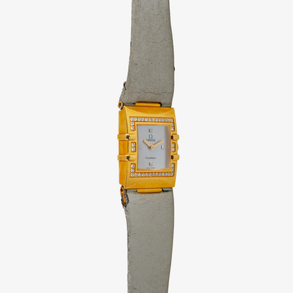 Omega Constellation Quadra Diamonds Yellow Gold Quartz 20mm