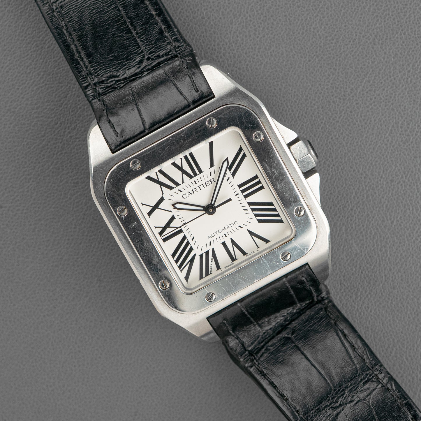 Cartier Santos 100 Automatic Silver Dial Steel 38mm