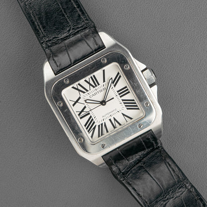 Cartier Santos 100 Automatic Silver Dial Steel 38mm