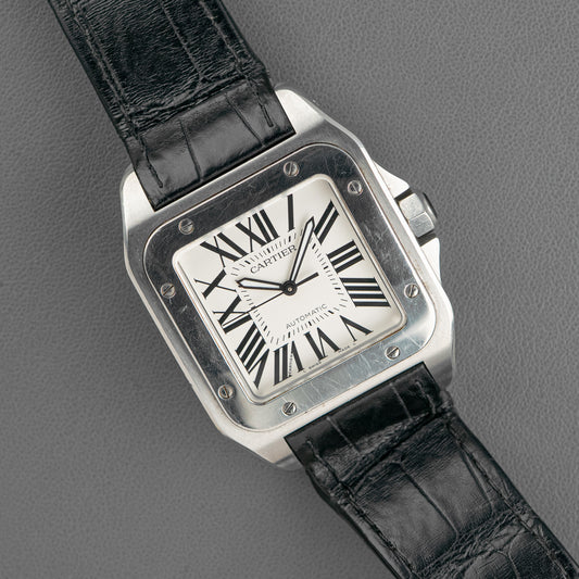 Cartier Santos 100 Automatic Silver Dial Steel 38mm
