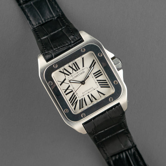 Cartier Santos 100 Automatic Silver Dial Steel 38mm