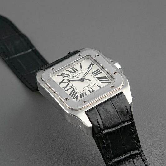 Cartier Santos 100 Automatic Silver Dial Steel 38mm