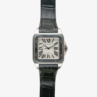 Cartier Santos 100 Automatic Silver Dial Steel 38mm