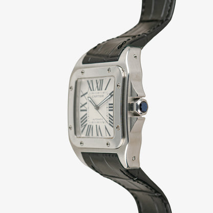 Cartier Santos 100 Automatic Silver Dial Steel 38mm