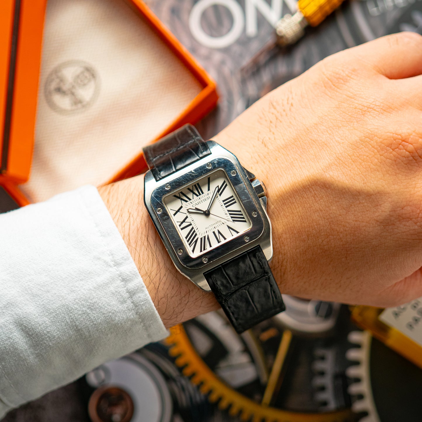 Cartier Santos 100 Automatic Silver Dial Steel 38mm