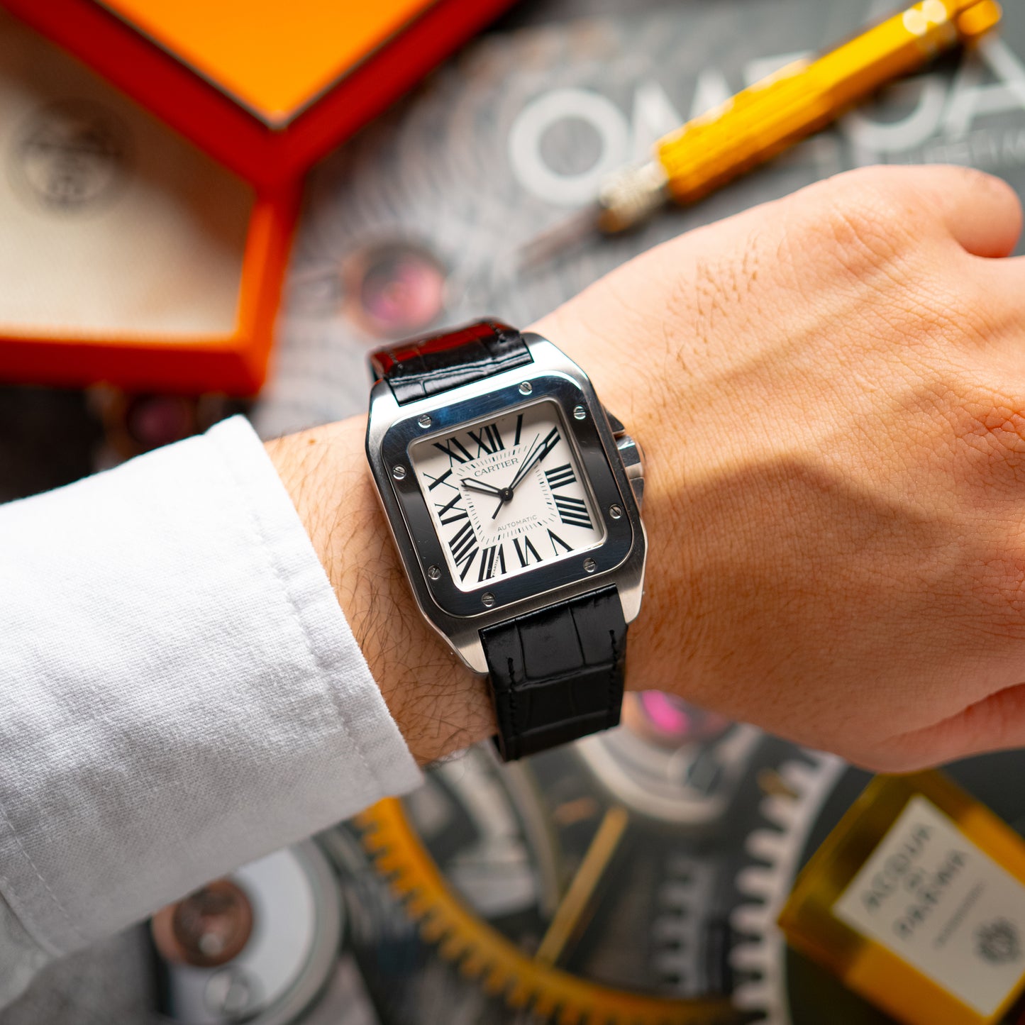 Cartier Santos 100 Automatic Silver Dial Steel 38mm
