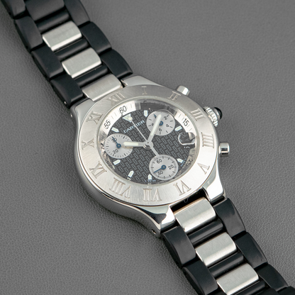 Cartier Must 21 Chronoscaph Quartz Steel & Rubber 38mm