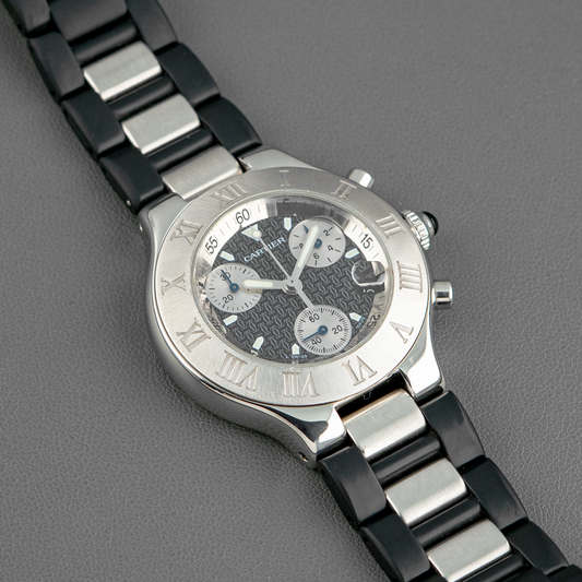 Cartier Must 21 Chronoscaph Quartz Steel & Rubber 38mm