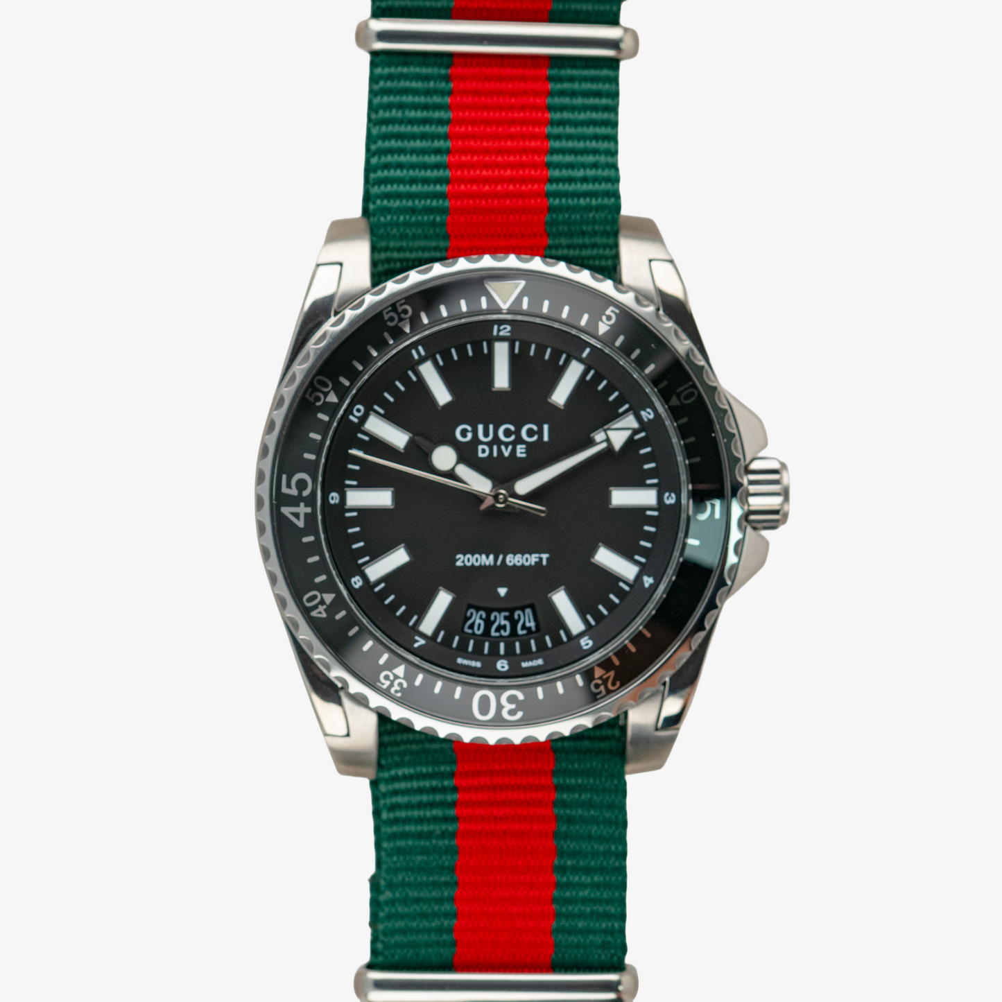 Gucci Dive 136.2 Quartz 200M Black NATO Strap 45mm