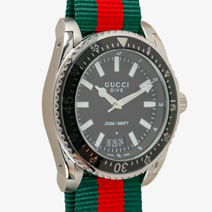 Gucci Dive 136.2 Quartz 200M Black NATO Strap 45mm