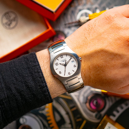 Longines Opposition Quartz Date White Dial 34mm