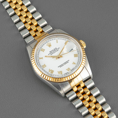 Rolex Datejust 16233 Two-Tone White Roman Dial 36mm