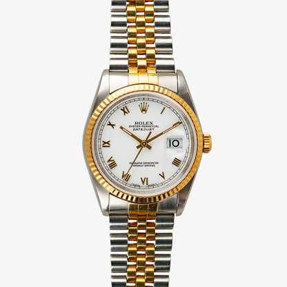 Rolex Datejust 16233 Two-Tone White Roman Dial 36mm