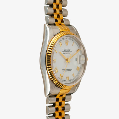 Rolex Datejust 16233 Two-Tone White Roman Dial 36mm