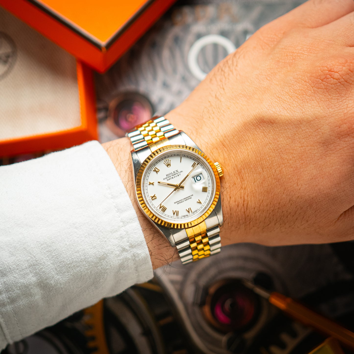 Rolex Datejust 16233 Two-Tone White Roman Dial 36mm