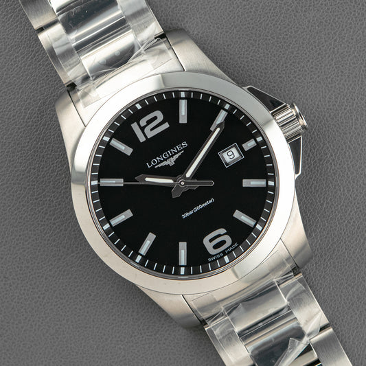 Longines Conquest 30 Bar Black Dial Quartz 41mm