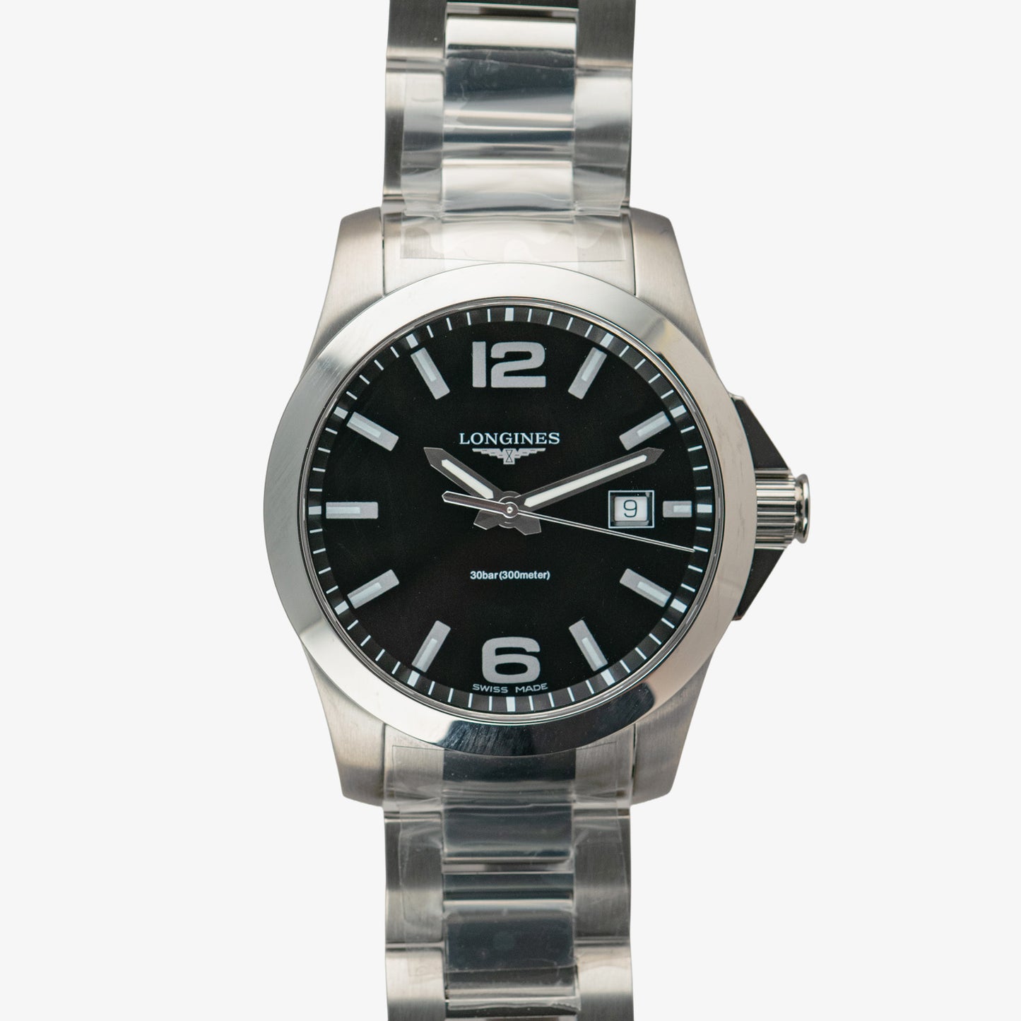 Longines Conquest 30 Bar Black Dial Quartz 41mm
