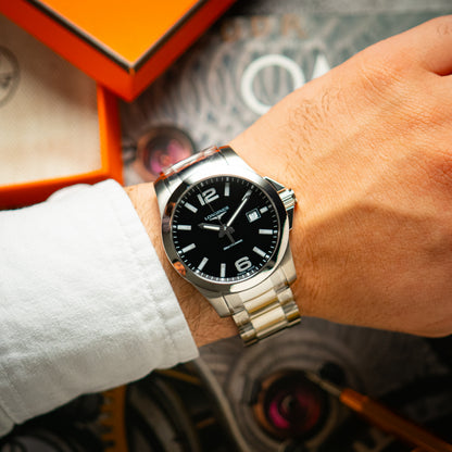 Longines Conquest 30 Bar Black Dial Quartz 41mm