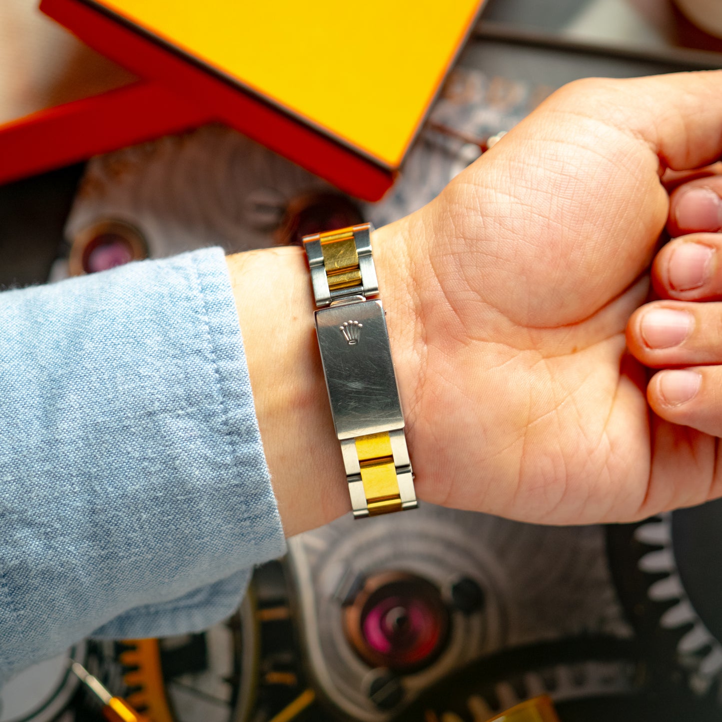 Rolex Oyster Perpetual Date 15223 Roman Two-Tone 34mm