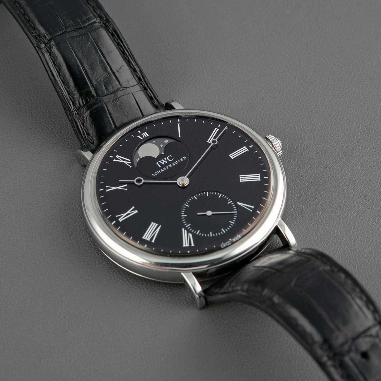 IWC Portofino Hand-Wound Moon Phase Black Dial 46mm