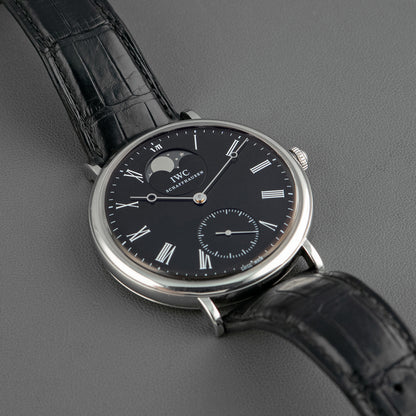 IWC Portofino Hand-Wound Moon Phase Black Dial 46mm