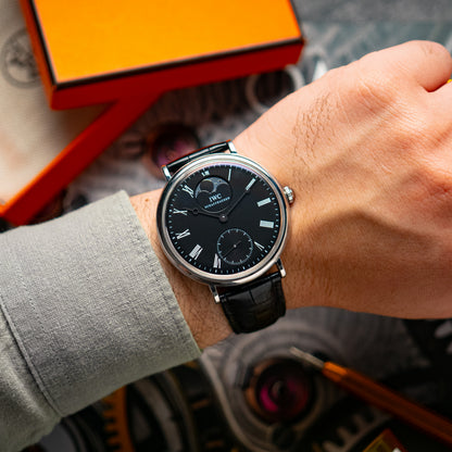 IWC Portofino Hand-Wound Moon Phase Black Dial 46mm